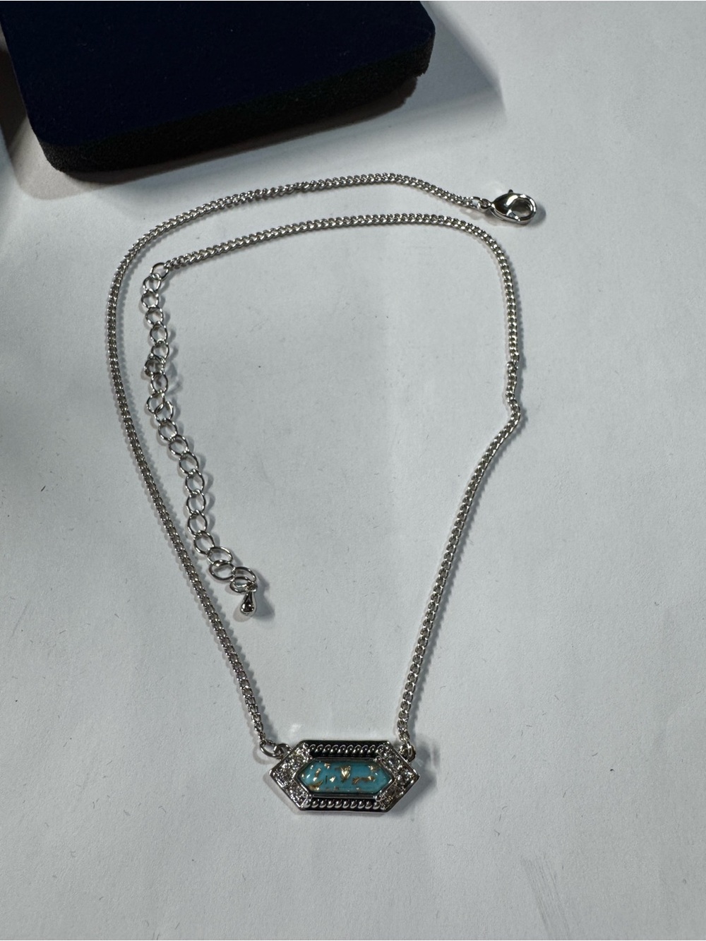 Montana Silversmiths Turquoise Hexagon Pendant Necklace with Silver Accents - Picture 4 of 6